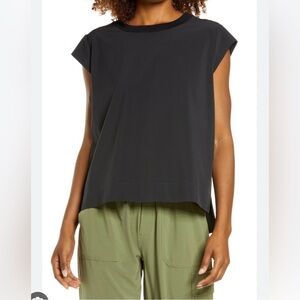Zella Pursuit Cap Sleeve T-Shirt Black Size S Small NWOT